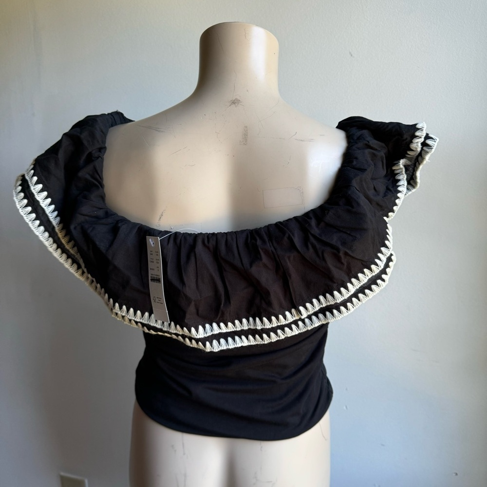 NWT J.Crew Off-the-shoulder ruffle top in stretch cotton blend - Picture 7 of 13
